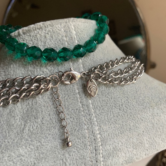 Charming Charlie Turquoise Beads + Green Crystal Bracelet - Picture 5 of 5